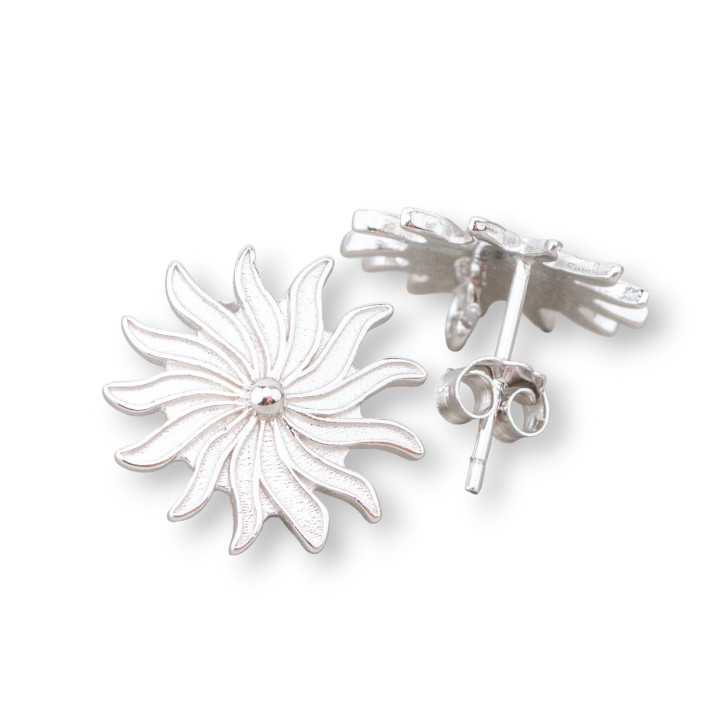 Βάση για σκουλαρίκια 925 Silver Stud Sun 15mm 2 Ζεύγη Ρόδιο