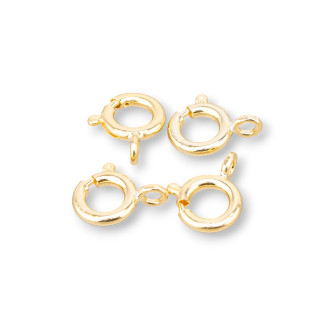 Chiusura Di Argento 925 Moschettone Anello A Molla Tondo 8mm 15pz Dorato