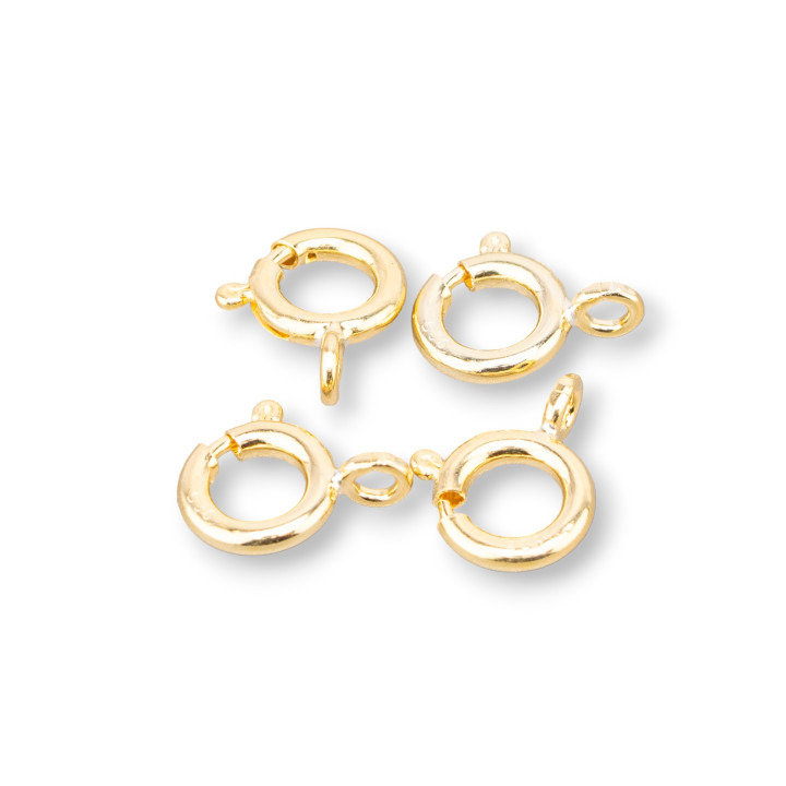 925 Silber Verschluss Runder Federring Karabiner 8mm 15St Golden