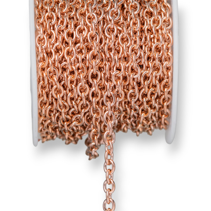 Chaîne en acier Forzatina lisse 4,0x5,0 mm fil 1,0 mm 8 mètres or rose