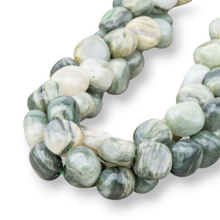 Moss Agate Tumbled Stone 8-12x10-15mm