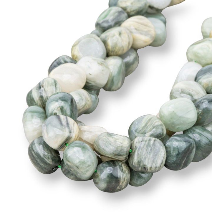 Moss Agate Tumbled Stone 8-12x10-15mm