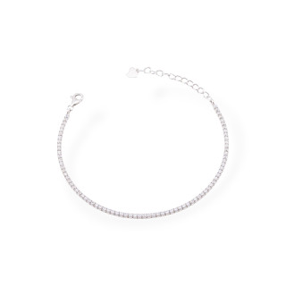 Bracciale Di Argento 925 Tennis Con Zirconi  2mm Rodiato + Bianco Con Chiusura Moschettone 1pz