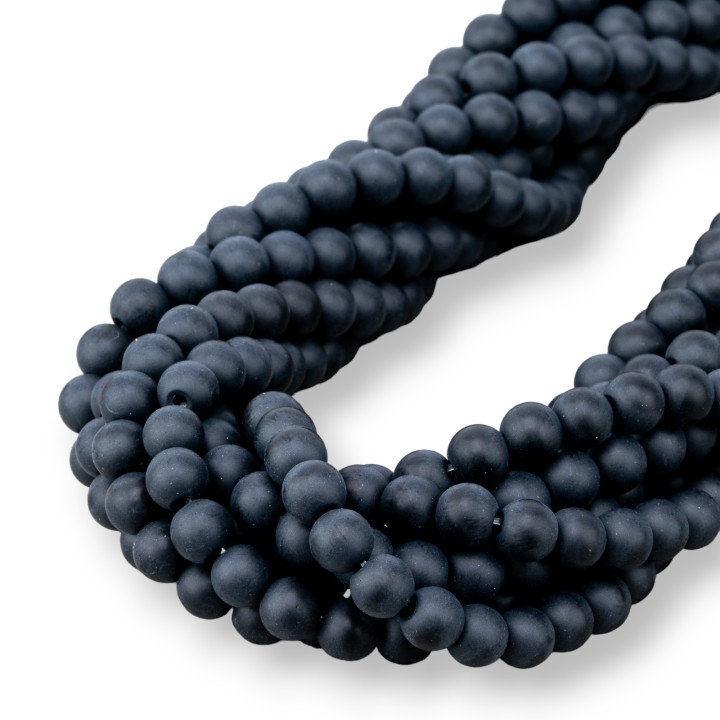 Cristallo Nero Satinato Tondo Liscio  6mm