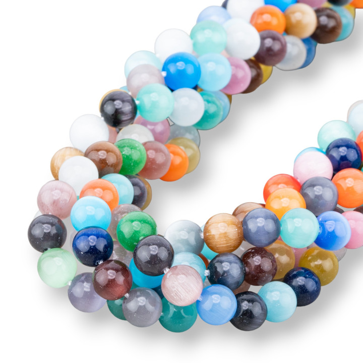 Multicolor Round Smooth Cat's Eye 08mm