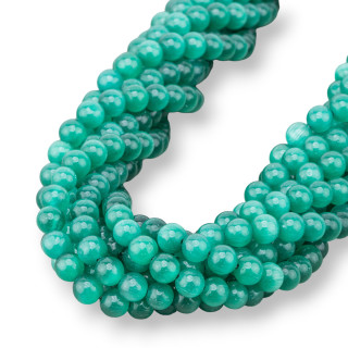 Occhio Di Gatto Verde Smeraldo Tondo Liscio  6mm