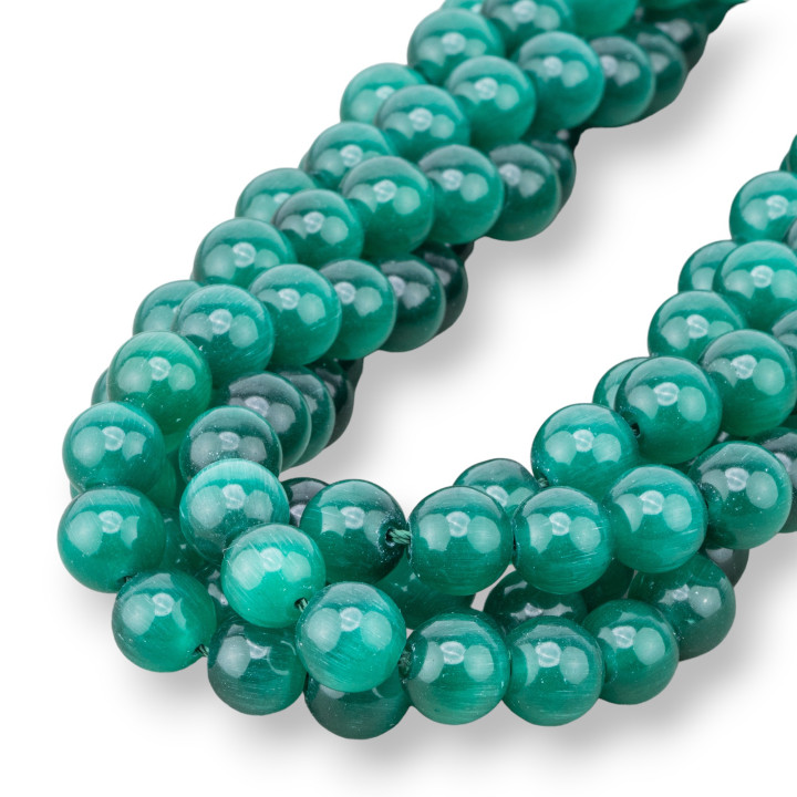 Emerald Green Cat's Eye Smooth Στρογγυλό 10mm
