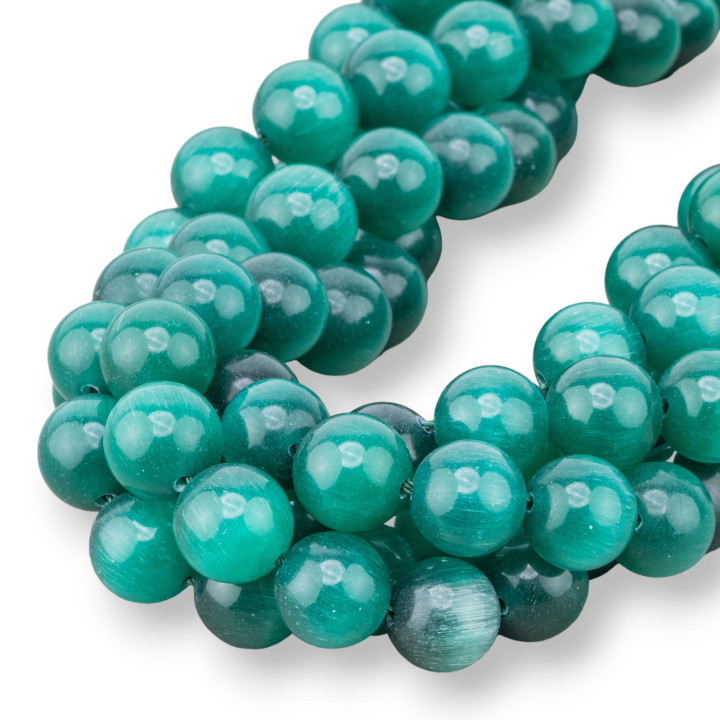 Emerald Green Cat's Eye Smooth Στρογγυλό 12mm