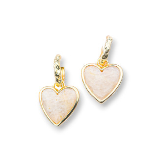 Boucles d'oreilles à tige fermées en bronze avec pierres bordées d'or et pierre de lune jaune