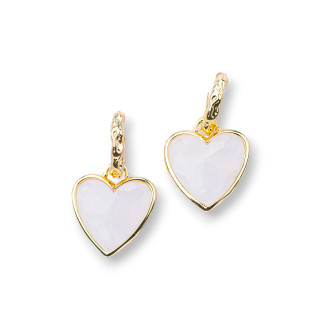 Boucles d'oreilles à tige fermées en bronze avec pierres bordées d'or et pierres de lune blanches