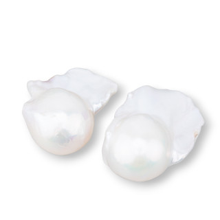 Perles de rivière baroques AAA (MQG) 22-23gr 1 paire blanche