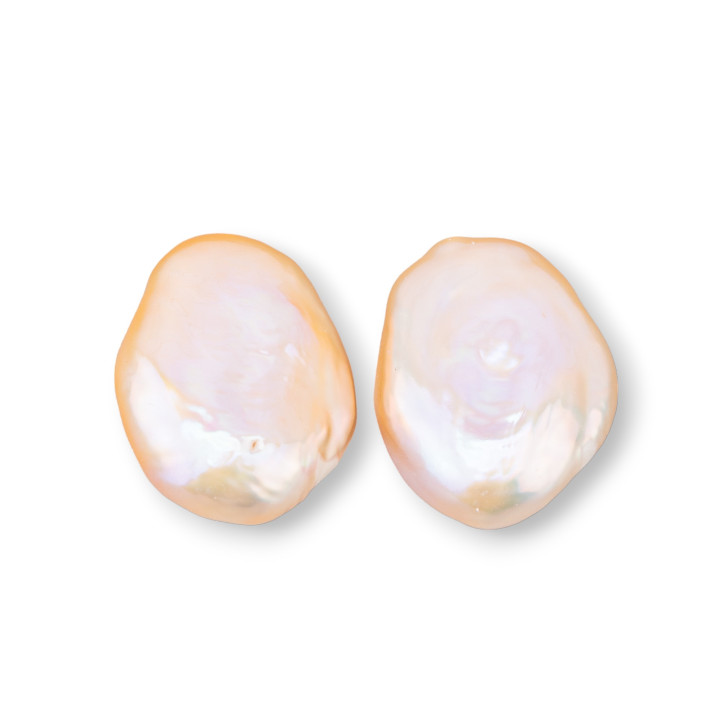 Barocke Flussperlen, flache Tropfen, ein Loch, 16–18 x 24–26 mm (YEG), 9–10 g, 1 Paar, Rosa