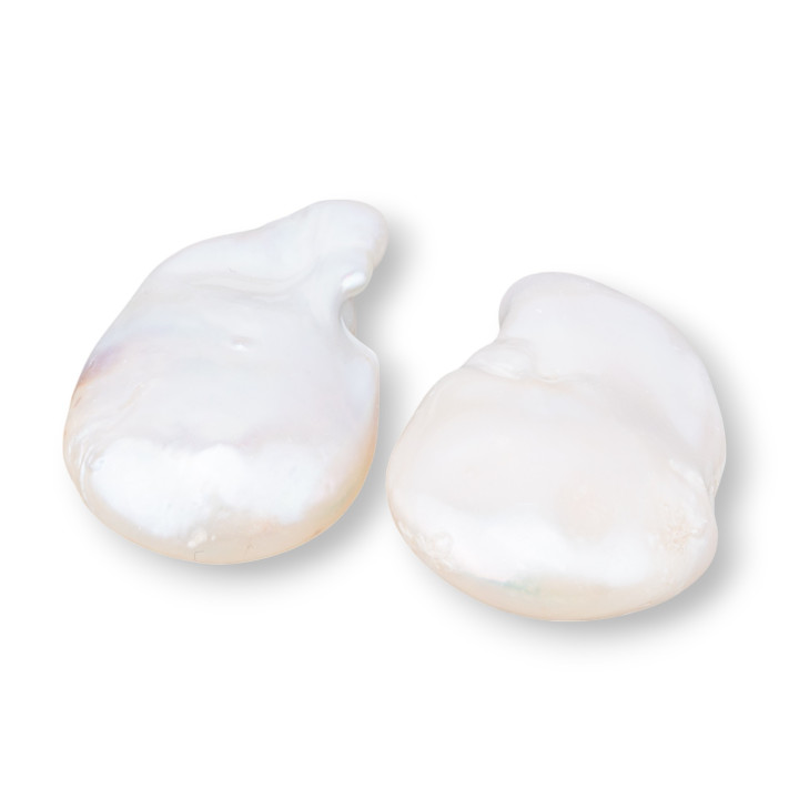 Perles de Rivière Baroques Gouttes Plates (PLH) 15-16gr 1 Paire