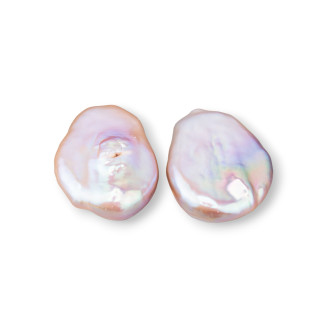 Perle Di Fiume Barocche Gocce Piatte Un Foro 16-18x22-24mm (YEG) 6-7gr 1 Coppia Lilla