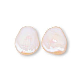 Perles de Rivière Baroques Gouttes Plates Un Trou 16-18x22-24mm (YEG) 6-7gr 1 Paire Rose