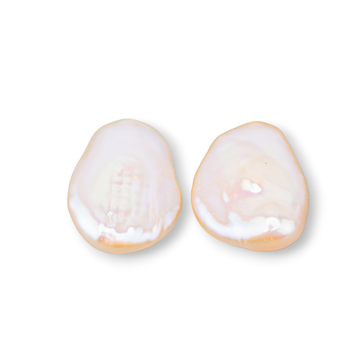 Perles de Rivière Baroques Gouttes Plates Un Trou 16-18x22-24mm (YEG) 6-7gr 1 Paire Rose