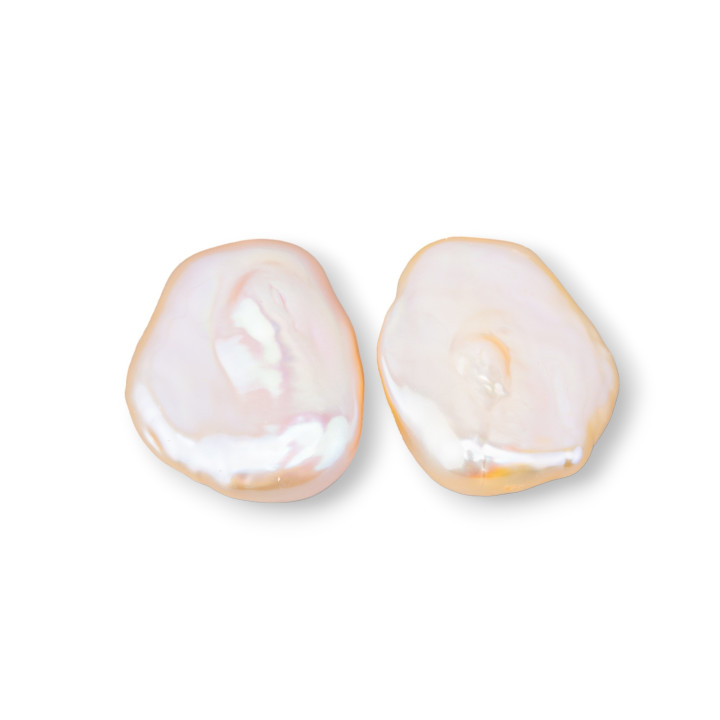 Barocke Flussperlen, flache Tropfen, ein Loch, 16–18 x 22–24 mm (YEG), 7–8 g, 1 Paar, Rosa