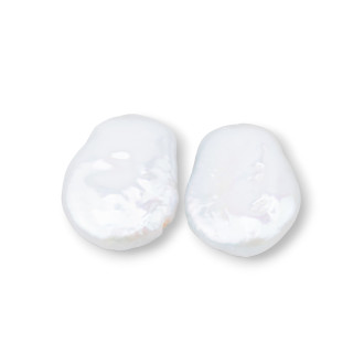Baroque River Pearls Flat Drops One Hole 16-18x24-26mm (YEG) 8-9gr 1 Pair White