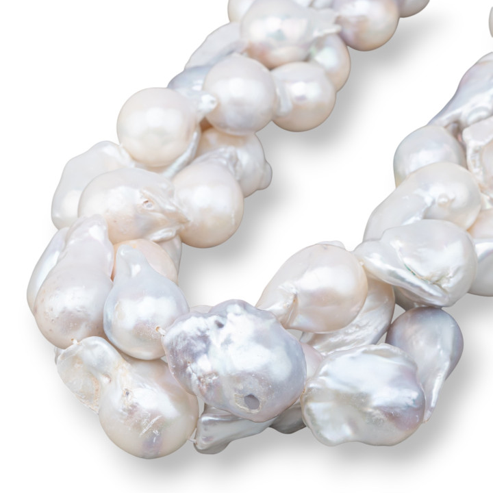 Perles de rivière baroques en forme de larme (MLW) 100-110gr Blanc