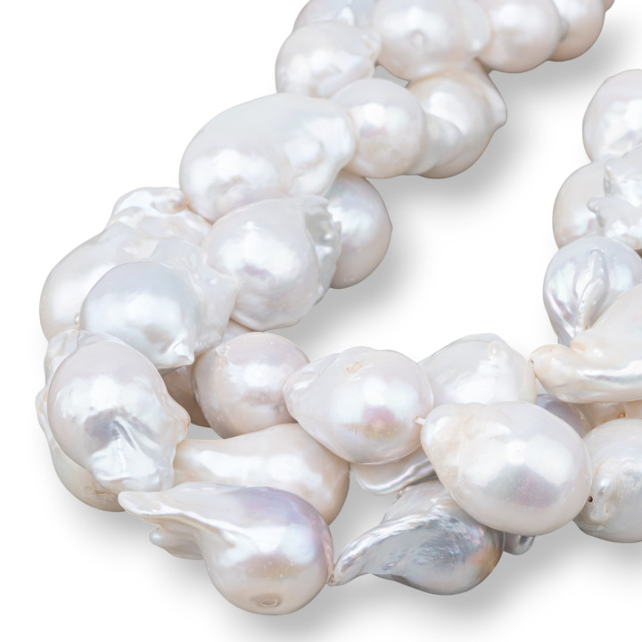 Perles de rivière baroques en forme de larme (MLW) 120-130gr Blanc