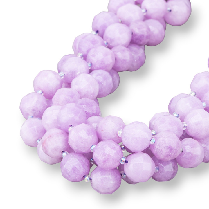 Faceted Cylindrical Bicone Jade 10mm Lavender