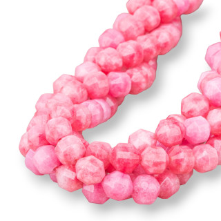 Jade toupie cylindrique facetté 10mm rouge clair