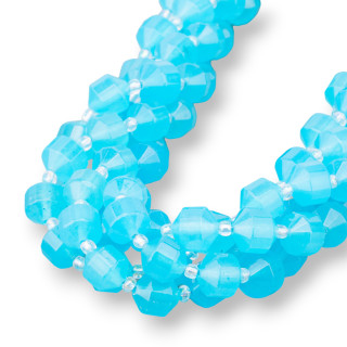 Jade toupie cylindrique facetté 8mm bleu clair