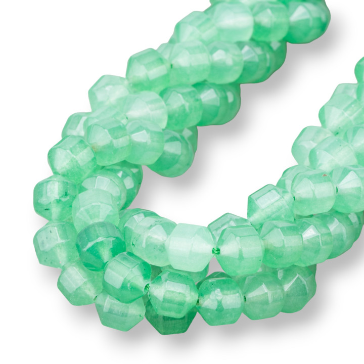Jade Bicono Cilíndrico Facetado 8mm Verde Claro