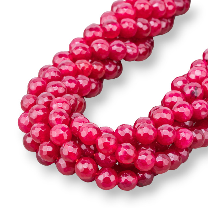 Farbiger Jadeit, Jade Economic Line, facettiert, 08 mm, Rot