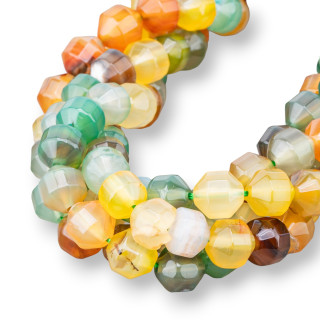 Facettierte zylindrische Doppelkegel-Halbedelsteine 10 mm floraler Achat