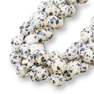 Piedras Semipreciosas Biconas Cilíndricas Facetadas 10mm Jaspe Dálmata