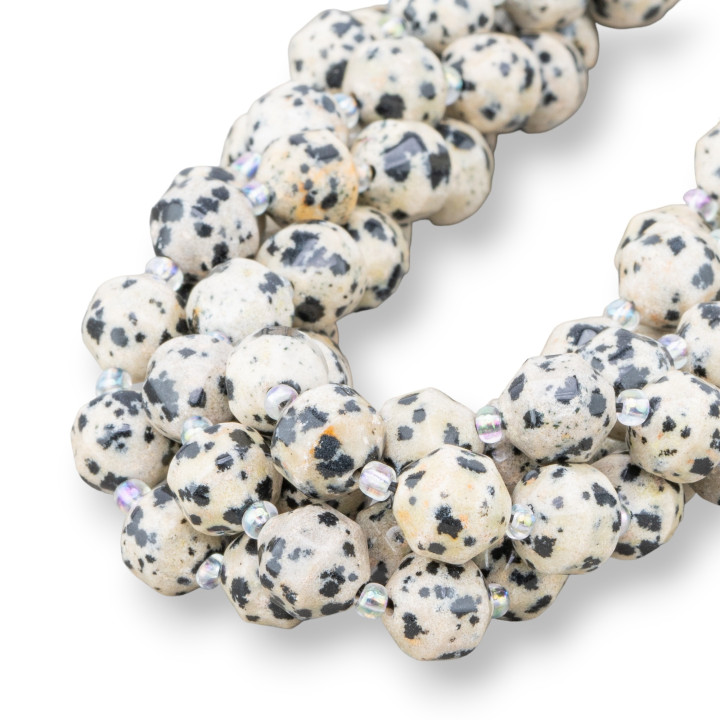 Piedras Semipreciosas Biconas Cilíndricas Facetadas 10mm Jaspe Dálmata