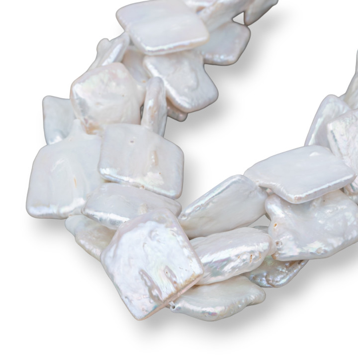 Perles de rivière plates baroques (OHG) Blanc 60-70gr