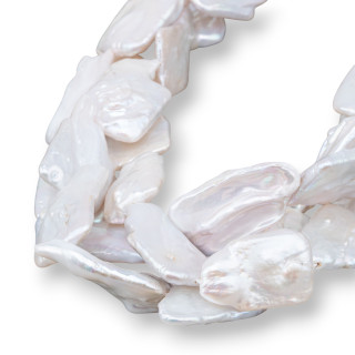 Perles de rivière plates baroques (OSL) Blanc 50-60gr