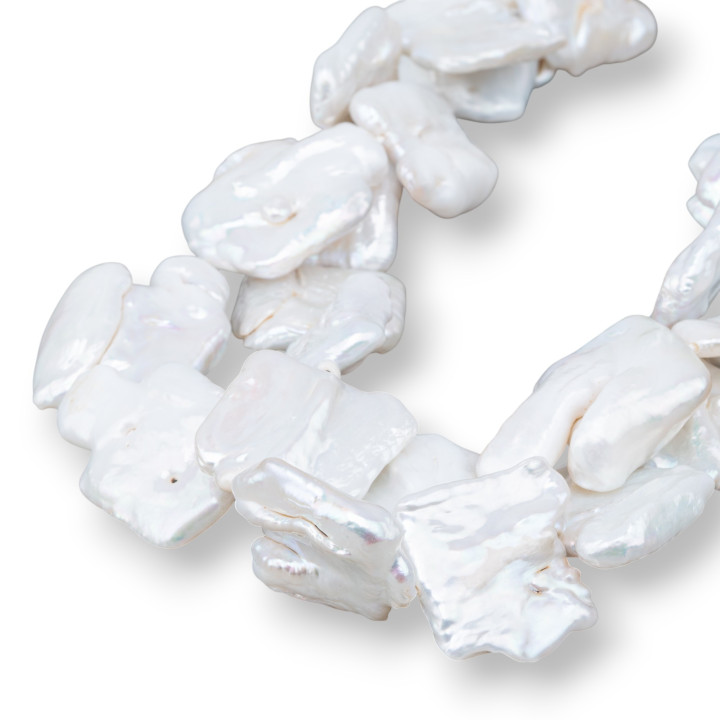 Perles de rivière plates baroques (OSL) Blanc 80-90gr