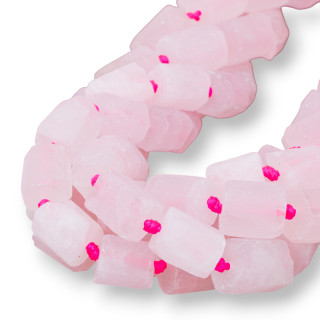 Cylindre de pierre irrégulière en quartz rose mat 9-12x12-18mm