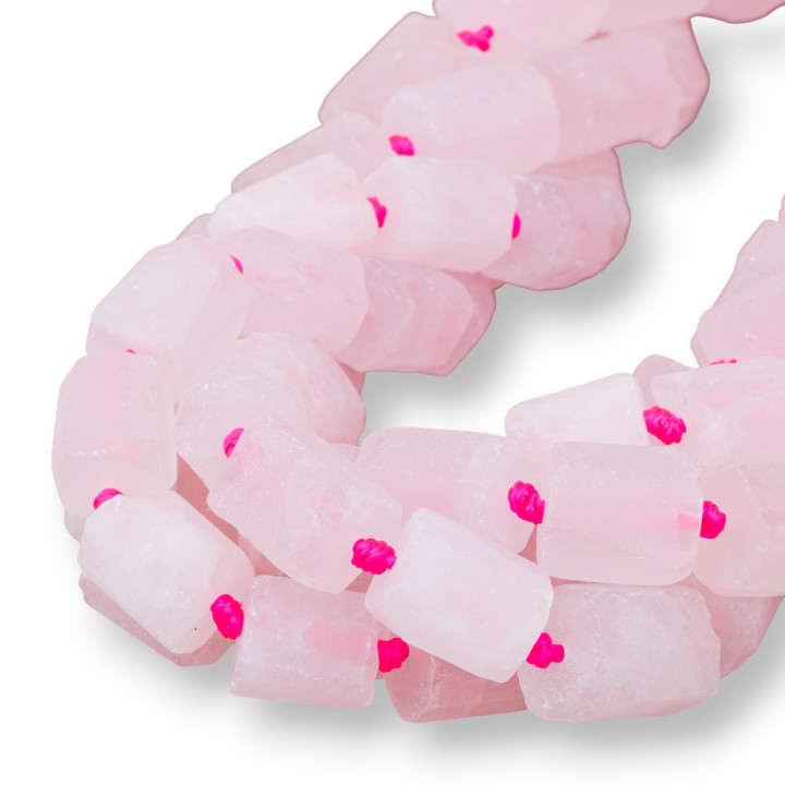 Matte Rose Quartz Irregular Stone Cylinder 9-12x12-18mm