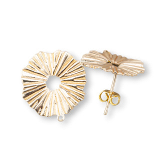 Μπρούτζινες Βάσεις Σκουλαρίκια Fancy Stud 18mm 10 Ζεύγη Χρυσό