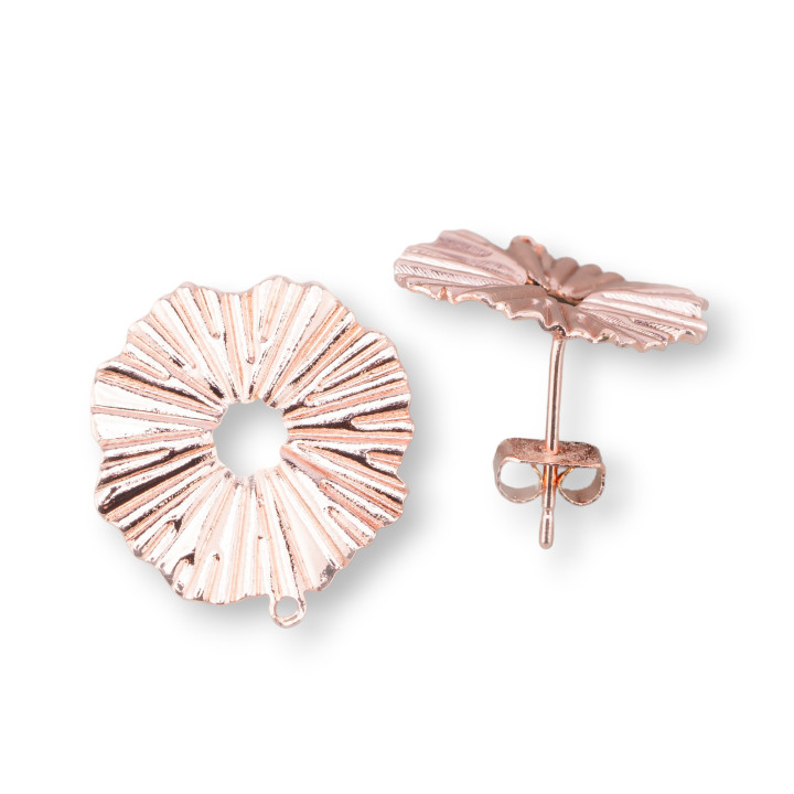 Bronze Earring Bases Fancy Stud 18mm 10 Pairs Rose Gold