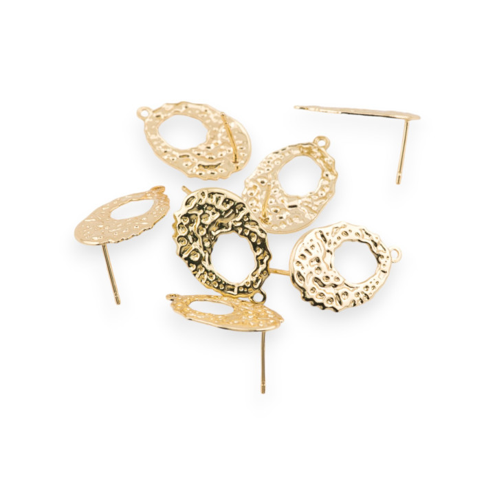 Bronze Earring Bases Hammered Drop Stud 15x20mm 10 Pairs