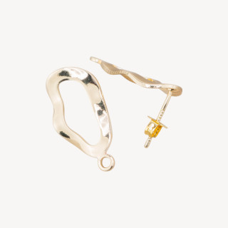 Bases de aretes de bronce Stud ondulado irregular 11x20 mm 10 pares Dorado