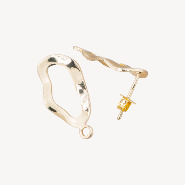 Bases de aretes de bronce Stud ondulado irregular 11x20 mm 10 pares Dorado