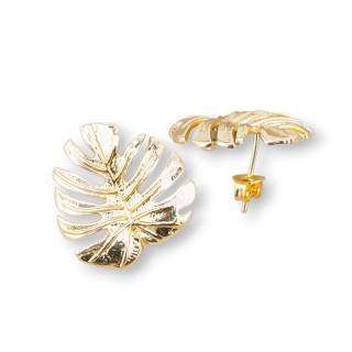 Espalda para aretes de hoja de palma de bronce Acabado satinado 19 mm 10 pares Pulido