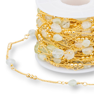 Brass Rosary Chain With Semiprecious Stones 10 Meters Pre-Owned