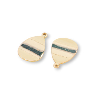 Bronze Wavy Drop Pendant Component 9x15mm 50pcs With 1 Ring