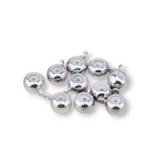 Componente Tecnico Pallina Saliscendi Di Ottone Con Anellino 5mm 90pz Rodiato