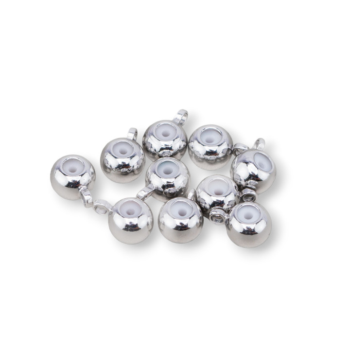 Componente Tecnico Pallina Saliscendi Di Ottone Con Anellino 5mm 90pz Rodiato