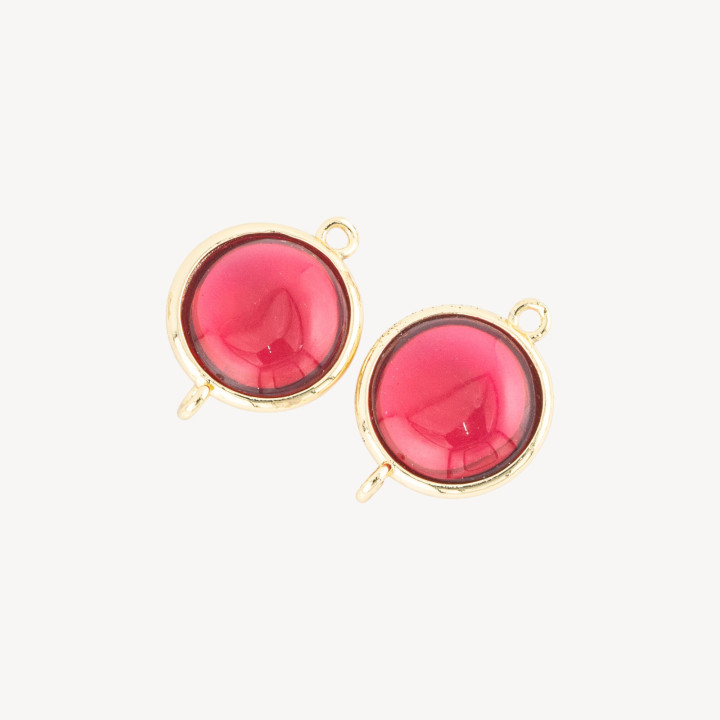 Conector de componente de latón ojo de gato redondo liso de 15 mm con 2 anillos 10 piezas rojo dorado