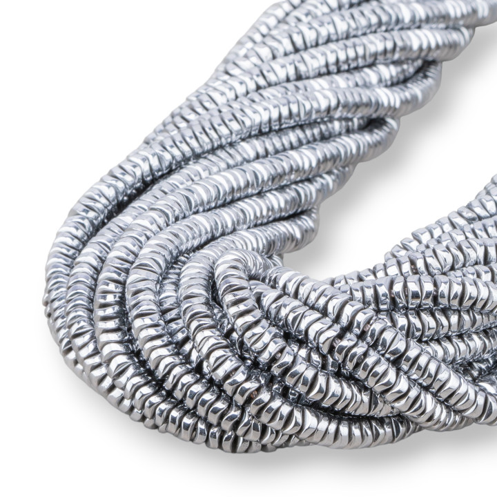 Hematite Silver Plated Rondelle Wavy Disc 4x1mm