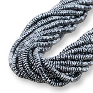 Hämatit Rondelle Wellenscheibe 4x1mm Natur